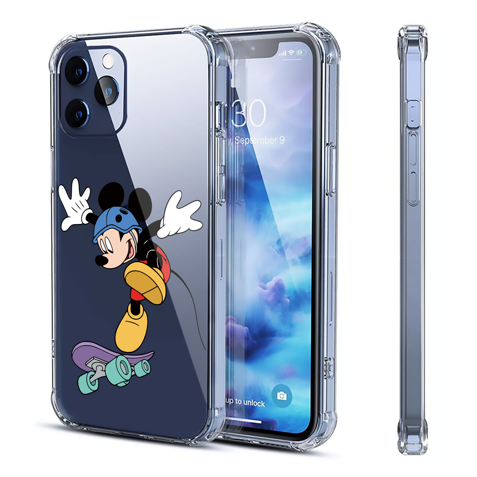 （画像用） ミッキーマウス Mickey Mouse 【iPhone 12シリーズ対応】透明スマホケース（クリアソフトケース）